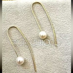 Zoe Chicco 14k Yellow Gold Wire Threader Cultured Pearl Earrings.